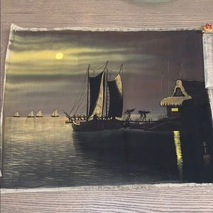 Mid century Japanese silk painting